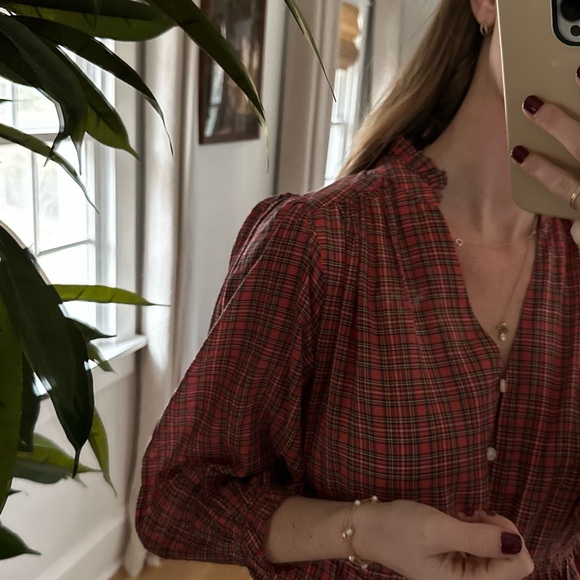 Red Plaid Button-Down Dress - Picture 8 of 11